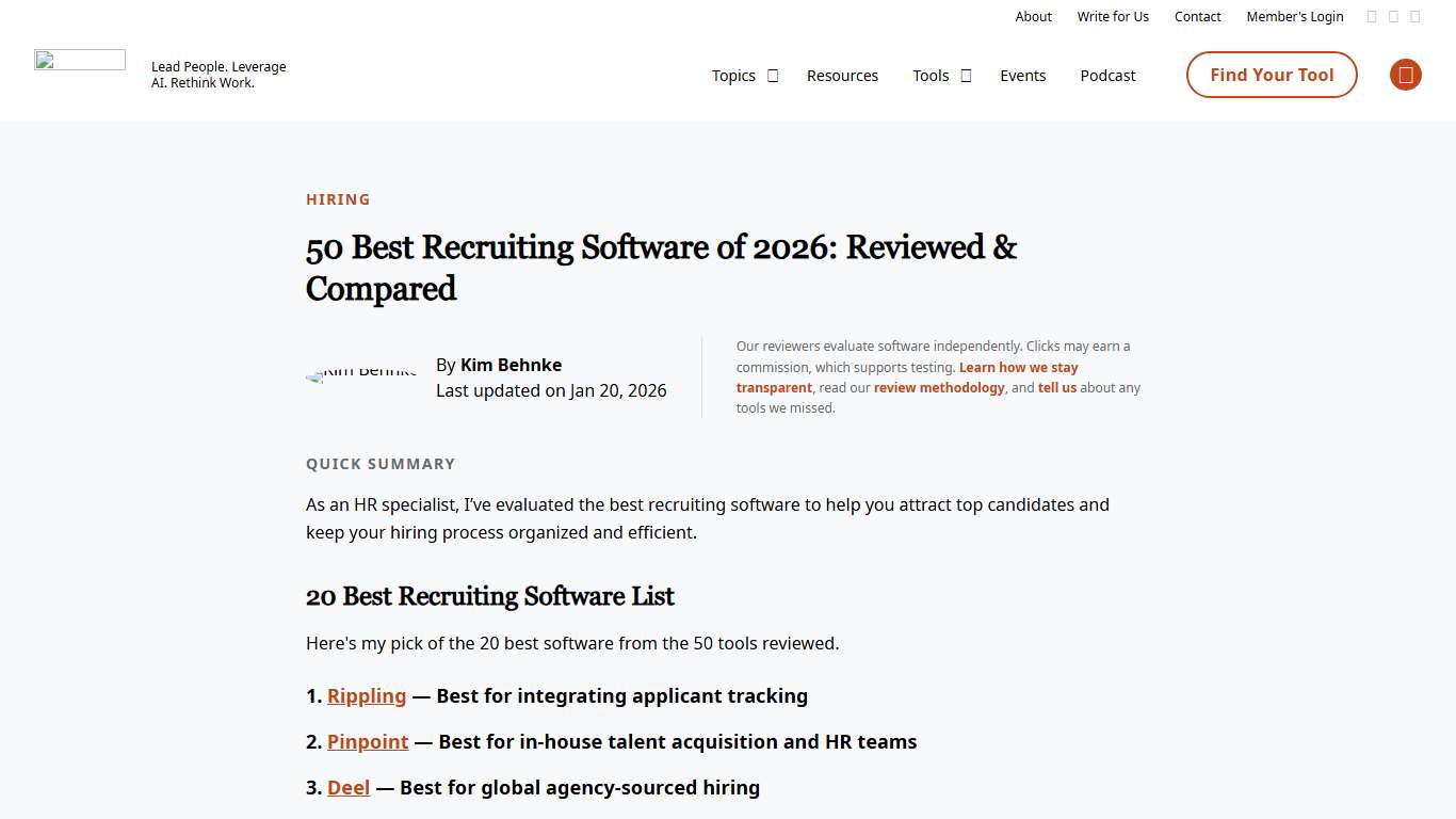 40 Best Recruiting Software of 2026: Read Expert Reviews - People Managing People